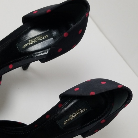 Dolce & Gabbana Polka Dot Silk Dorsay Pumps Sz.8.5 - Picture 6 of 8